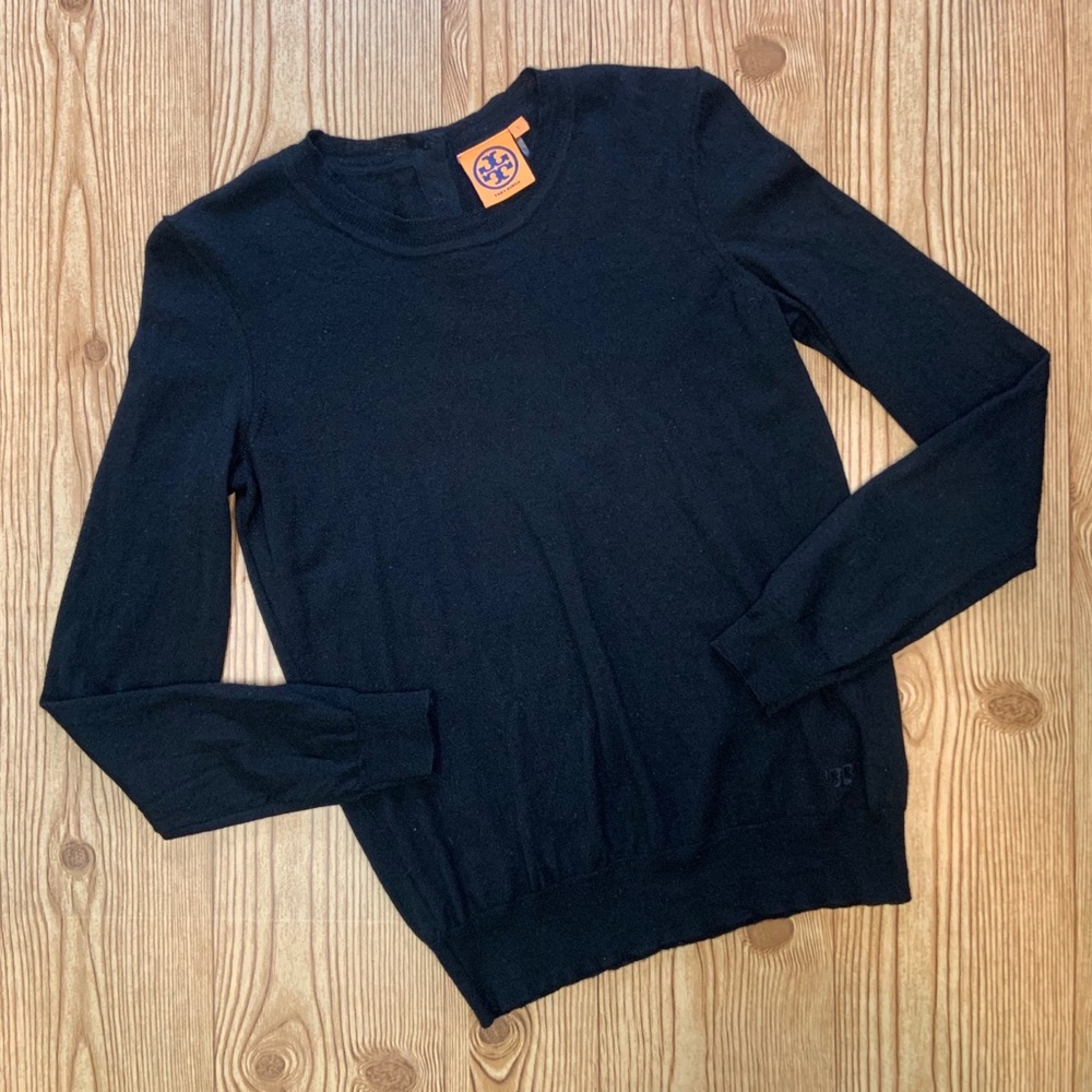 Tory Burch Black Cashmere Crew Pullover Sweater